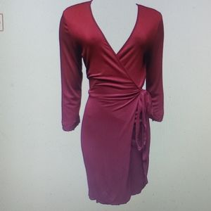 Studio M Wrap Dress Garent Red Wine New